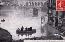 75 - PARIS - Inondations 1910 -  Gare Saint Lazare - Cour De Rome - Paris Flood, 1910