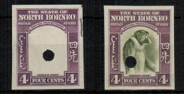 NORTH BORNEO - 1939 4c IMPERFORATE PLATE PROOF,Proboscis Monkey Primate,2v Exhibit Items (**) VERY RARE - St.Vincent (1979-...)