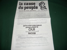 PROPAGANDE 68 : LA CAUSE DU PEUPLE N ° 5  JOURNAL DE FRONT POPULAIRE , 29 MAI 1968 - Desde 1950