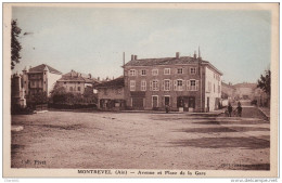 MONTREVEL Avenue Et Place De La Gare Avec Monument Aux Morts  Correspondance  Militaire  Pour Lyon - Unclassified