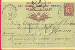 INTERO CARTOLINA-VAGLIA UMBERTO C.15 DA LIRE 6 (CAT. INT. 10) -VIAGGIATA DA NOVOLI *26.5.93* /(LECCE)" PER ROMA - Ganzsachen