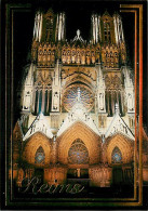 51 - Reims - Cathédrale Notre Dame - La Façade Illuminée - Vue De Nuit - CPM - Carte Neuve - Voir Scans Recto-Verso - Reims