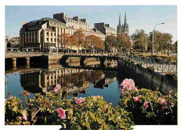 29 - Quimper - Les Quais De L'Odet - La Cathédrale Saint Corentin - Fleurs - Voir Scans Recto Verso  - Quimper