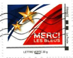 France IDCol Obl (105) Merci Les Bleus Drapeau (Lign.Ondulées) Sur Fragment - Sonstige & Ohne Zuordnung