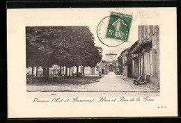 CPA Vianne, Place Et Rue De La Gare  - Autres & Non Classés