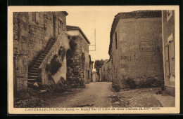 CPA Castéra-Lectourois, Grand`Rue Et Restes Du Vieux Chateau  - Other & Unclassified