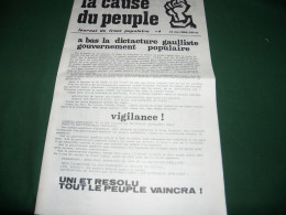 PROPAGANDE 68 : LA CAUSE DU PEUPLE N ° 6  JOURNAL DE FRONT POPULAIRE , 31 MAI 1968 - Desde 1950