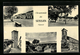 CPA Seissan, Hôtel De Ville, Pont, Vue De La Rue  - Other & Unclassified