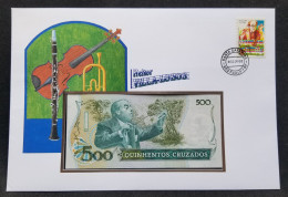 Brazil Heitor Villa-Lobos Birth Centenary 1988 Musical Instruments Music FDC (banknote Cover) *rare - Storia Postale