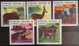 Kongo - Brazzaville 1976 Wildlebende Säugetiere Mi 539/43** - Mint/hinged