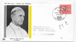 Enveloppe Premier Jour - Visite Du Pape Paul VI 10 Juin1969  Genève Timbre Helvetia (circulé) - Gebraucht