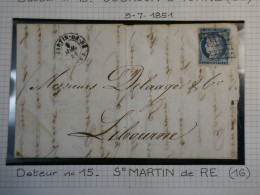 C FRANCE   BELLE  LETTRE RARE 1851  PETIT BUREAU ST MARTIN DE Ré A LIBOURNE +CERES N°4  + AFF. INTERESSANT+++ - 1849-1876: Période Classique