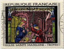 France Poste Obl Yv:1531 Mi:1598 Eglise Ste Madeleine Troyes Vitrail (Belle Obl.mécanique) (Thème) - Glas & Brandglas