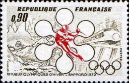 France Poste N** Yv:1705 Mi:1781 Jeux Olympiques Sapporo Slalom (Thème) - Ski