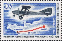 France Poste N** Yv:1565 Mi:1632 1ere Liaison Postale Reguliere Biplan (Thème) - Avions