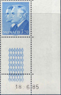 Monaco Poste N** Yv:1482 Mi:1703 Rainier III & Albert De Monaco Coin D.feuille Daté 18-6-85 - Unused Stamps