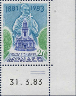 Monaco Poste N** Yv:1368 Mi:1578 Eglise St-Charles Coin D.feuille Daté 31-3-83 - Ongebruikt
