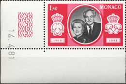 Monaco Poste N** Yv:1266 Mi:1466 Prince Rainier III & Princesse Grace Coin D.feuille Daté 14-4-81 - Nuovi