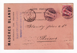 Carte Postale 1897 Lausanne Suisse Madère Blandy Reims Marne Glas Cholet Wine Vin - Cartas & Documentos