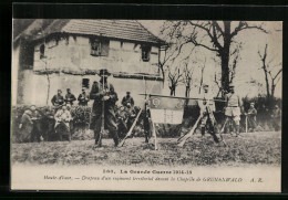 CPA Drapeau D`un Regiment Territorial Devant La Chapelle De Grunenwald  - Other & Unclassified