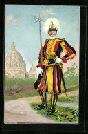 Künstler-AK Vatikan, Wächter In Uniform Mit Hellebarde  - Vaticano (Ciudad Del)