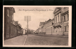 AK Mitau, Kriegslazarett Und Postgebäude, Strassenpartie  - Letonia