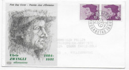 Enveloppe Premier Jour - Ulrie Zwingli 18-09-1969  Bern Ausgabetag Timbre Helvetia (circulé) - Oblitérés