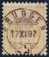 Heimat SG Bruggen 1887-11-17 Vollstempel Auf Wertziffer 15 Rp. Gelb SBK#63A - Usados