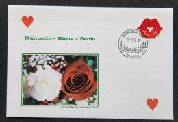 Switzerland Valentine's Day 2022 Roses Kiss Mouth Love Valentine (FDC) *odd Shape *unusual - Lettres & Documents