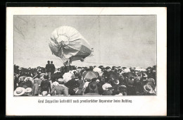 AK Göppingen, Graf Zeppelins Luftschiff Nach Provisorischer Reparatur Beim Aufstieg  - Airships