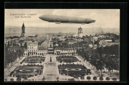 AK Karlsruhe, Zeppelin über Der Stadt  - Luchtschepen
