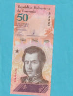 BANCO CENTRAL DE VENEZUELA  .  50 BOLIVARES  .  15-1-2018  .  N°  D 27986422  . 2 SCANNES  .  ETAT LUXE UNC  . - Venezuela