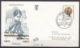 ⁕ Germany, West Berlin 1971 ⁕ 100 Years Of Material Testing Mi.416 ⁕ FDC Cover - 1971-1980