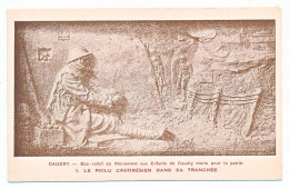 CPSM 9 X 14 Nord CAUDRY Bas-relief Du Monument Aux Enfants De Caudry Morts Pour La Patrie "Le Poilu Caudrésien Dans Sa* - Caudry