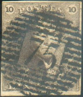 N°1 - Epaulette 10 Centimes Brune, TB Margée, Obl. P.75 LOKEREN Idéalement Apposée. - Superbe - 22184 - 1849 Hombreras