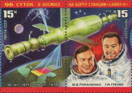 Russia USSR 1978  Space Research On Salyut-6 Space Station. Mi 4728-29 - Europe