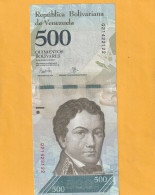 BANCO CENTRAL DE VENEZUELA  .  500 BOLIVARES  .  23-3-2017  .  N°  Q 21422122  . 2 SCANNES  .  ETAT LUXE UNC  . - Venezuela