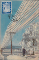 Norvège 1954 / 1955 Y&T 354 Sur Carte Maximum. Inspection à Skis Des Lignes Télégraphiques - Sci