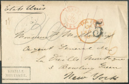 Lettre De CHENEE Le 11 Décembre 1855 Vers New York Par Paquebot Via (verso) Sc BOSTON AM.PKT 29 DEC. + Sc Rouge PAID, Gr - Sonstige & Ohne Zuordnung