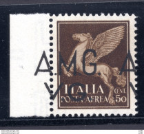 AMG. VG. - Posta Aerea Cent. 50 Soprastampa Spostata "M.G. A." - Ungebraucht