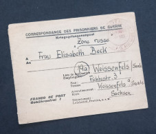 Carte-lettre Prisonnier De Guerre Allemand Dépôt 148 De St ETIENNE (Loire) 21-3-1947 > Weissenfels Zone Russe - 2. Weltkrieg 1939-1945