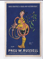 PUBLICITE : Le Pneu RUSSEL (cornemuse) (illustrée Pa MICH) - état (pliée) - Werbepostkarten