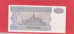 CENTRAL BANK OF MYANMAR 10 KYATS  .    N°  DE 7754149  . 2 SCANNES  .  ETAT LUXE UNC  . - Myanmar