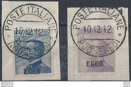 1912 Egeo VE III "EGEO" 2v. Canceled Sassone N. 1/2 - Andere & Zonder Classificatie
