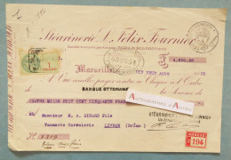 ● Chèque 1929 Stearinerie L. Félix Fournier Marseille - à L'ordre De La Banque Ottomane / Girard Tannerie à Livron Drôme - Chèques & Chèques De Voyage