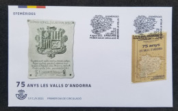 Andorra 75th Anniversary Les Valls 2021 Book Map (FDC) *odd Shape *unusual - Autres & Non Classés