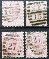 INGLATERRA - 4 SELLOS IVERT Nº 56 - PLANCHA 6+8+9+10 USADOS - LA REINA VICTORIA - LOS DE LA FOTO - Used Stamps