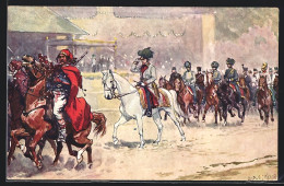 Künstler-AK Kaiser-Jubiläums-Huldigungsfestzug, Wien 1908, Gruppe XIX: Die Armee Des Feldmarschalls Radetzky 1848  - Königshäuser