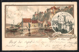 Künstler-AK K. Mutter: Meersburg, Stadtansicht, Burg  - Mutter, K.