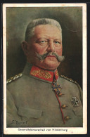 Künstler-AK Paul Von Hindenburg In Uniform Des Generalfeldmarschalls  - Historische Persönlichkeiten